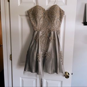 Grey and Gold Formal Dress